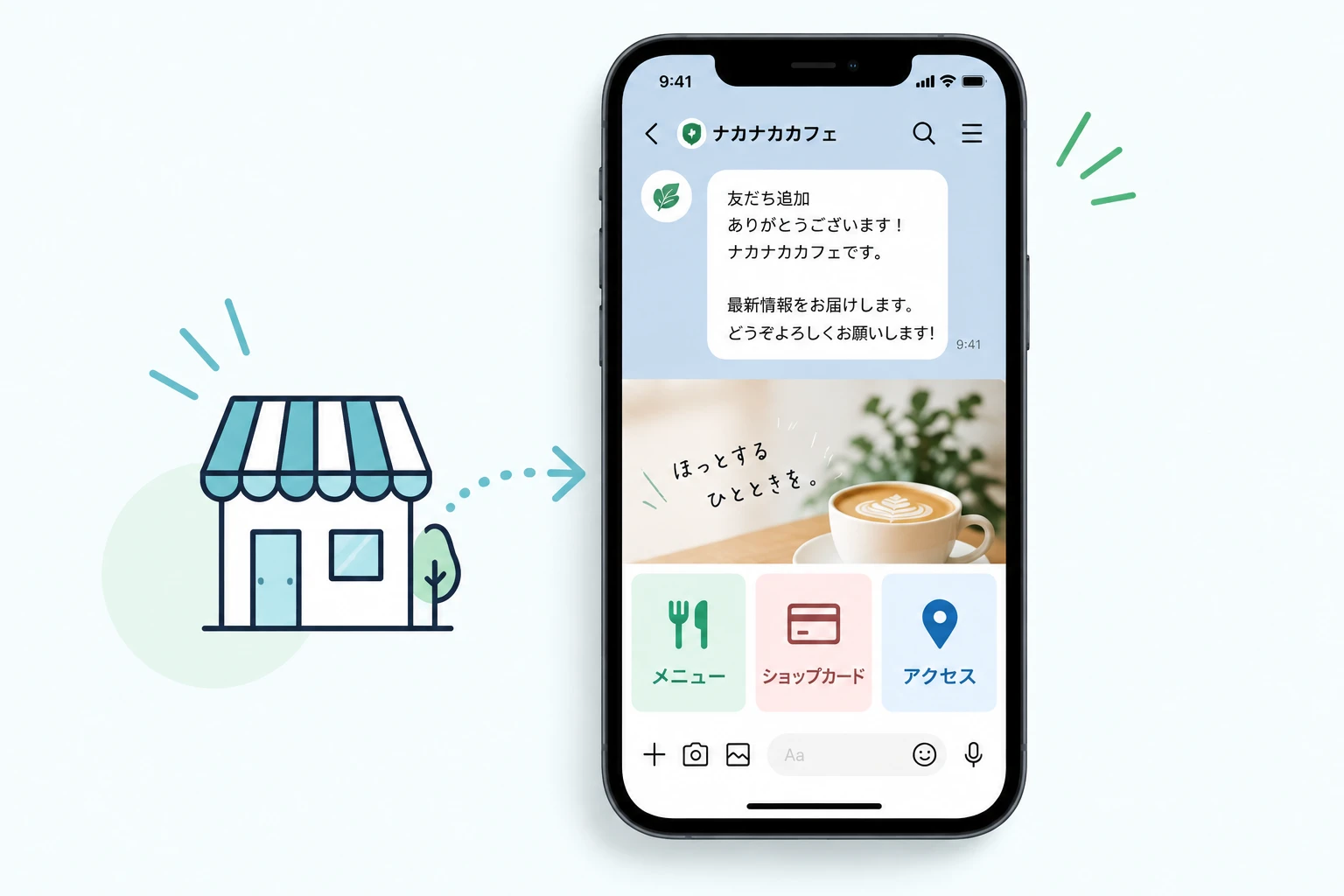 LINEリッチメニューの見本画面（仮のイメージです）