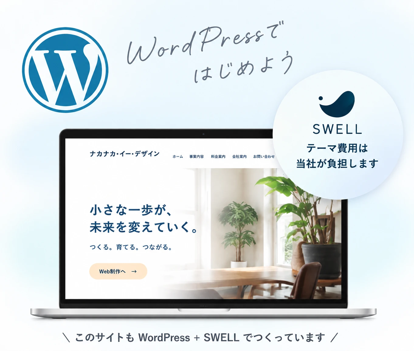 WordPress + SWELLでつくったホームページのイメージ（このサイトもWordPress + SWELLで制作）